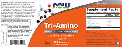Photo of the NOW Tri-Amino label