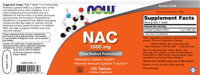Photo of the NOW NAC 1000 mg label
