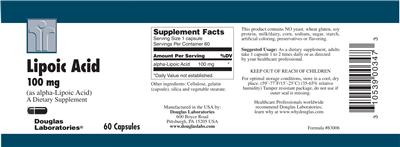 Photo of the Douglas Laboratories Lipoic Acid 100 mg label