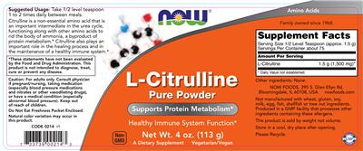 Photo of the NOW L-Citrulline label