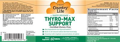 Photo of the Country Life Thyro-Max Support label
