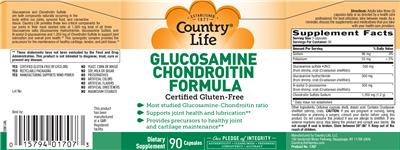 Photo of the Country Life Glucosamine Chondroitin Formula label