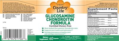 Photo of the Country Life Glucosamine Chondroitin Formula label