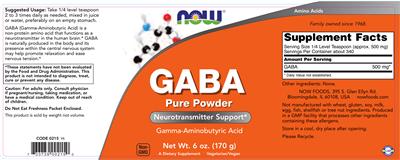 Photo of the NOW GABA label
