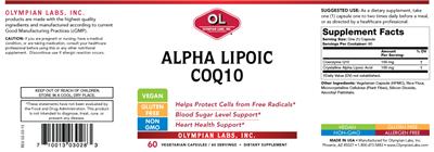 Photo of the OL Olympian Labs Alpha Lipoic CoQ10 label