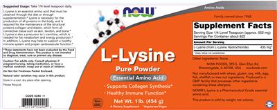 Photo of the NOW L-Lysine label