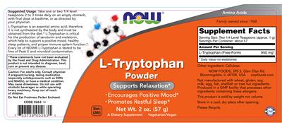 Photo of the NOW L-Tryptophan Powder label