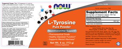 Photo of the NOW L-Tyrosine label
