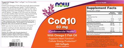 Photo of the NOW CoQ10 60 mg With Omega-3 Fish Oil label