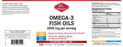 Photo of the OL Olympian Labs Omega-3 Fish Oils label