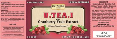 Photo of the Only Natural U.TEA.I With Cranberry Fruit Extract label