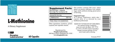 Photo of the Douglas Laboratories L-Methionine label