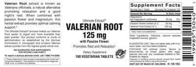 Photo of the Vitamer Laboratories Valerian Root 125 mg label