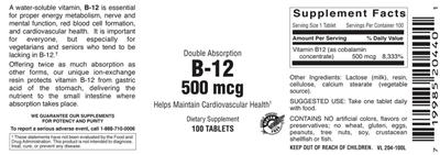 Photo of the Vitamer Laboratories B-12 500 mcg label