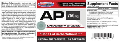 Photo of the USPlabs AP 750 mg label