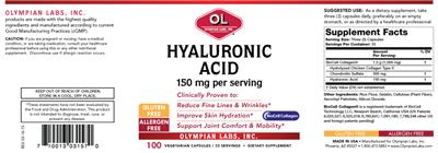 Photo of the OL Olympian Labs Hyaluronic Acid 500 mg label