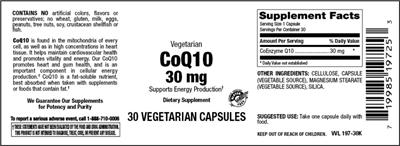Photo of the Vitamer Laboratories CoQ10 30 mg label