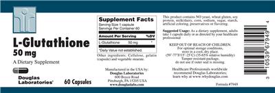 Photo of the Douglas Laboratories L-Glutathione 50 mg label