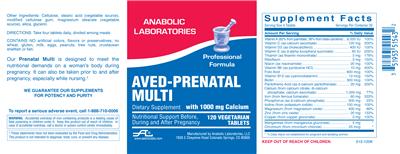 Photo of the Anabolic Laboratories AVED-Prenatal Multi label