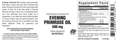 Photo of the Vitamer Laboratories Evening Primrose Oil 500 mg label