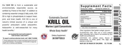 Photo of the Vitamer Laboratories Krill Oil label