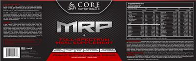 Photo of the Core Nutritionals MRP Peanut Butter Oatmeal Cookie label