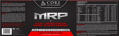Photo of the Core Nutritionals MRP Rich Chocolate label