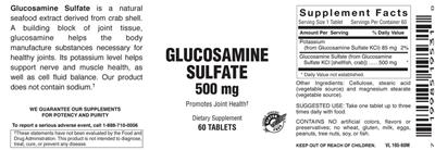 Photo of the Vitamer Laboratories Glucosamine Sulfate 500 mg label
