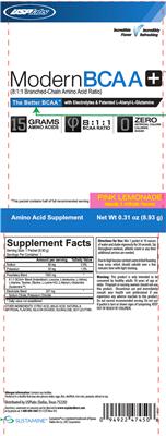 Photo of the USPlabs ModernBCAA+ Pink Lemonade label