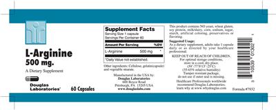 Photo of the Douglas Laboratories L-Arginine 500 mg label