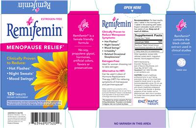 Photo of the Enzymatic Therapy Remifemin label