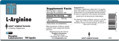 Photo of the Douglas Laboratories L-Arginine label