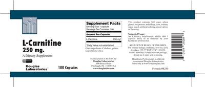 Photo of the Douglas Laboratories L-Carnitine 250 mg label