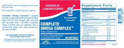 Photo of the Anabolic Laboratories Complete Omega Complex label