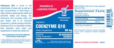 Photo of the Anabolic Laboratories Coenzyme Q10 60 mg label