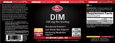 Photo of the OL Olympian Labs DIM 100 mg label
