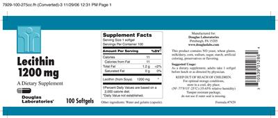 Photo of the Douglas Laboratories Lecithin 1200 mg label