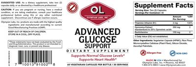 Photo of the OL Olympian Labs Advanced Glucose Support label