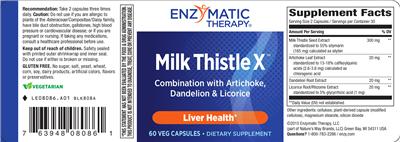 Photo of the Enzymatic Therapy Milk Thistle X label