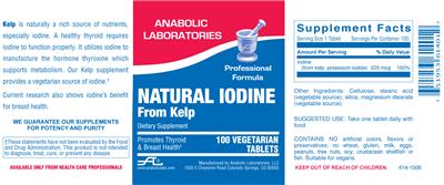 Photo of the Anabolic Laboratories Natural Iodine From Kelp label