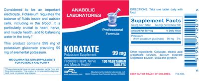 Photo of the Anabolic Laboratories Koratate 99 mg label