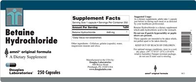 Photo of the Douglas Laboratories Betaine Hydrochloride label
