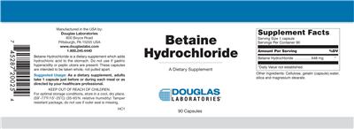 Photo of the Douglas Laboratories Betaine Hydrochloride label
