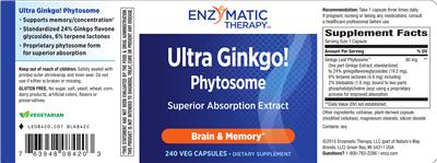 Photo of the Enzymatic Therapy Ultra Ginkgo! Phytosome label
