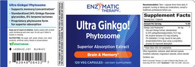 Photo of the Enzymatic Therapy Ultra Ginkgo! Phytosome label