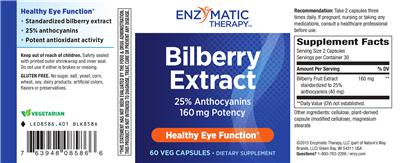 Photo of the Enzymatic Therapy Bilberry Extract label