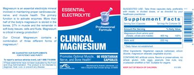 Photo of the Anabolic Laboratories Clinical Magnesium label