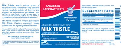 Photo of the Anabolic Laboratories Milk Thistle 175 mg label
