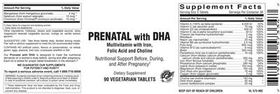 Photo of the Vitamer Laboratories Prenatal With DHA label