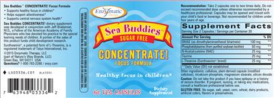 Photo of the Enzymatic Therapy Sea Buddies Sugar Free Concentrate! Focus Formula label